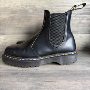 Dr. Martens Black Leather Chelsea Boots with Yellow Stitching